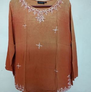 Vintage ombre embroidered top